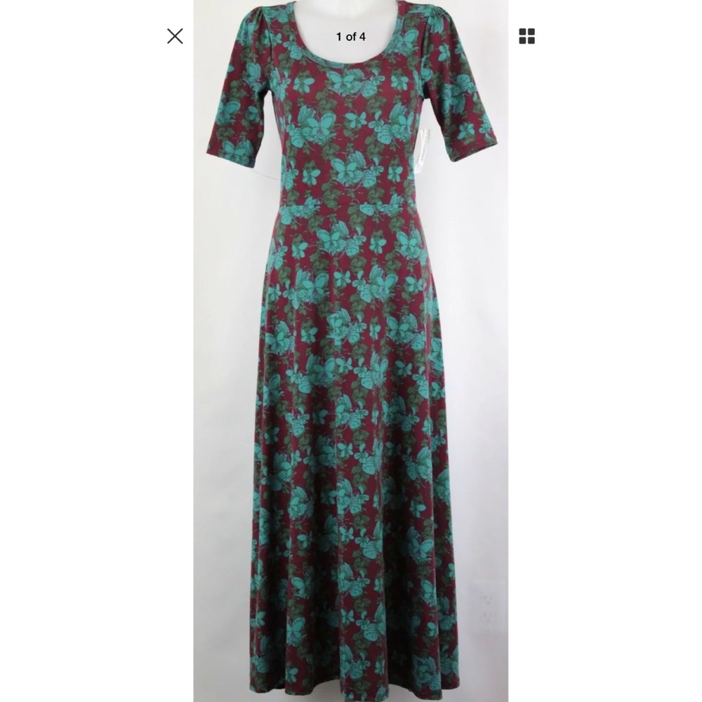 LuLaRoe Floral Ana Dress NWT (Teal and Maroon) Sm